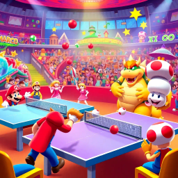 Paddle Showdown: Mario's Ping Pong Arena - Text-based game