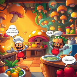 Mushroom Mayhem: The Ultimate Food Fight - Text-based game