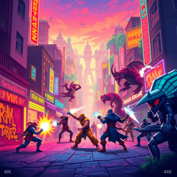 Pixel Brawl: Neon Warriors - Text-based game