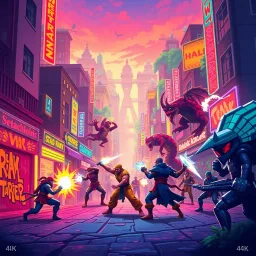 Pixel Brawl: Neon Warriors - Text-based game