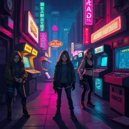 Midnight Guardians: The Neon Arcade - Text-based game