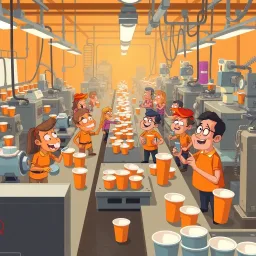 Cup Chaos: Factory Frenzy - Text-based game